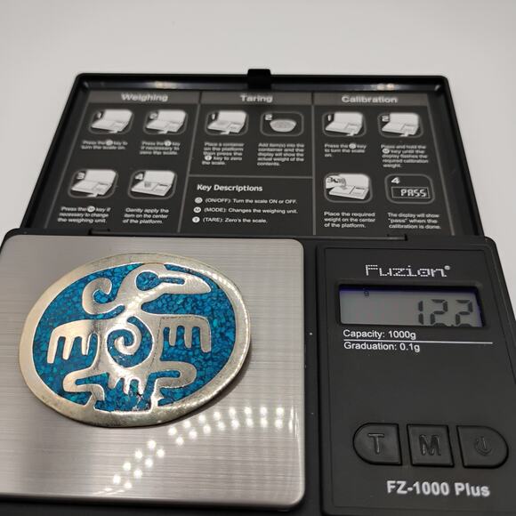 Crushed Turquoise Mexico Alpaca Pendant/Brooch combination - Picture 5 of 5